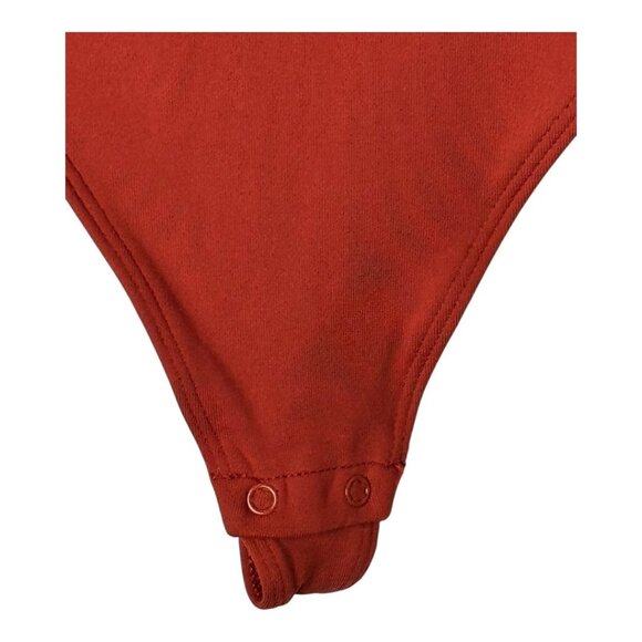 Babaton Bodysuit Women Medium Orange Red Long Sleeve Original Contour Crew - Picture 5 of 8